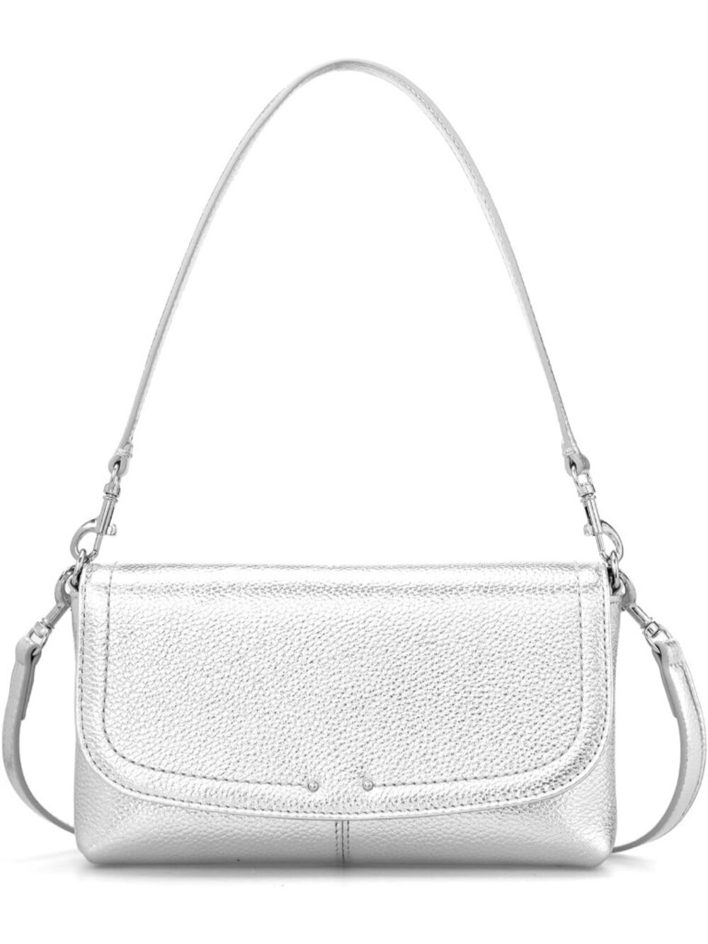 👜Women's Silver Genuine Leather Crossbody Bag RFID Wallet Trendy Phone Purse